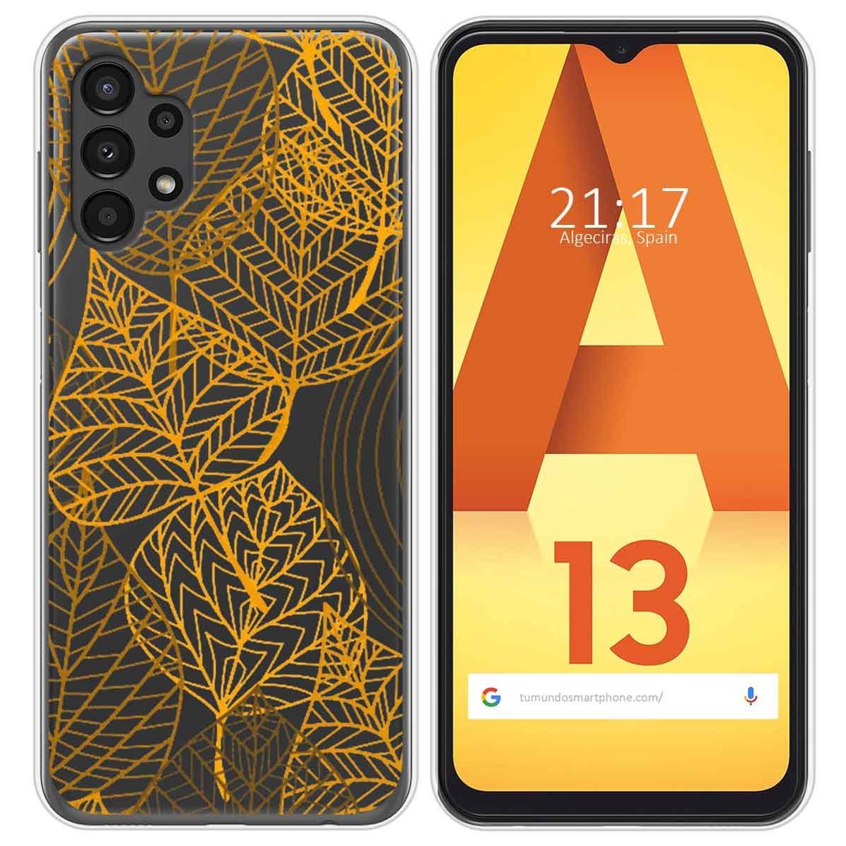 Funda Silicona Transparente para Samsung Galaxy A13 4G diseño Hojas Dibujos