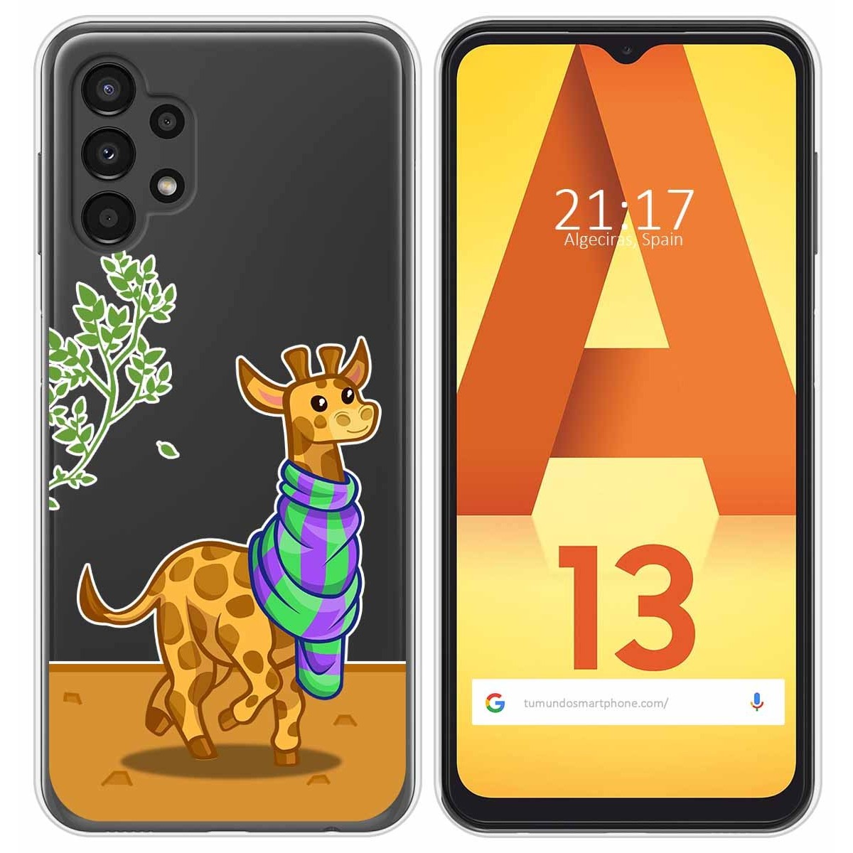 Funda Silicona Transparente para Samsung Galaxy A13 4G diseño Jirafa Dibujos