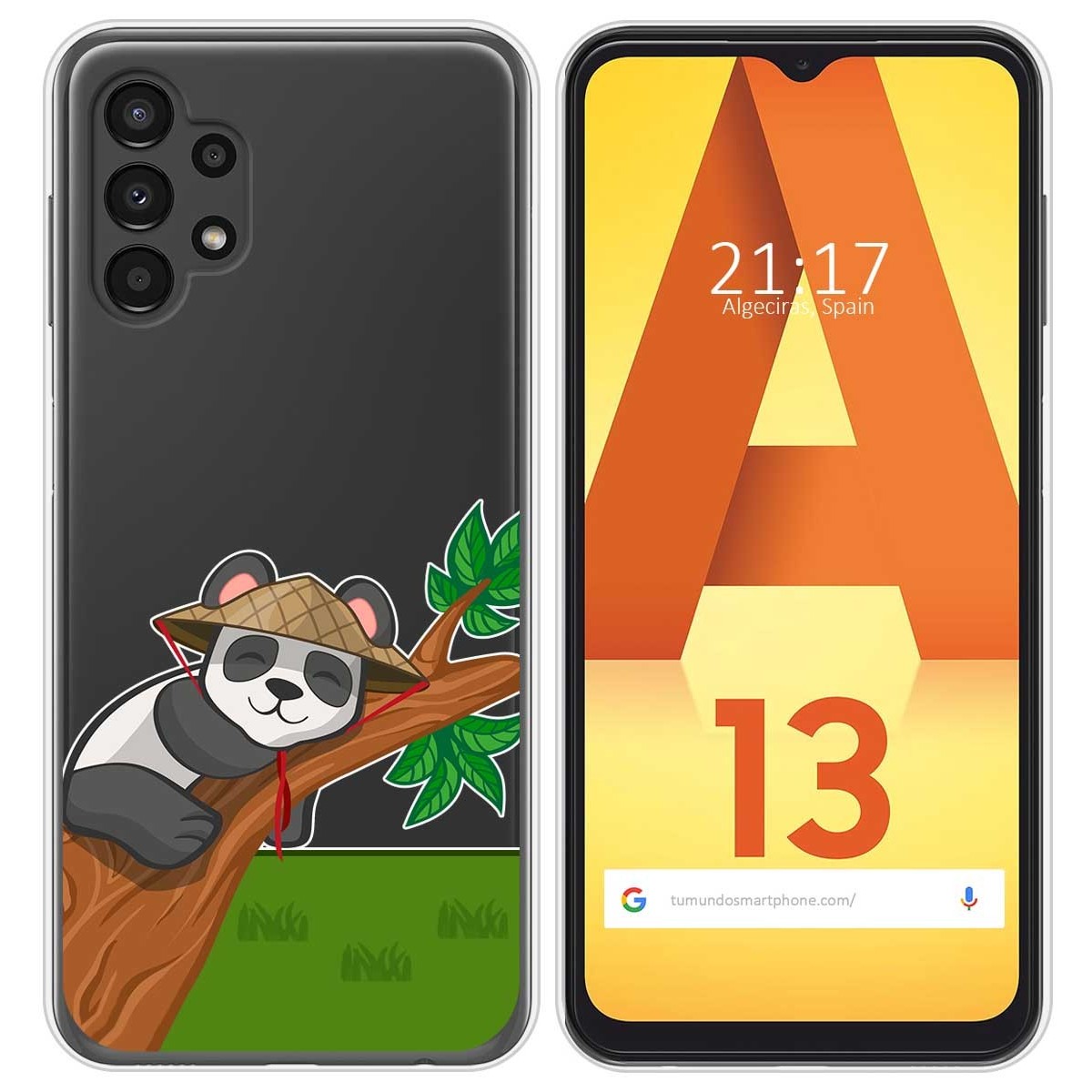 Funda Silicona Transparente para Samsung Galaxy A13 4G diseño Panda Dibujos