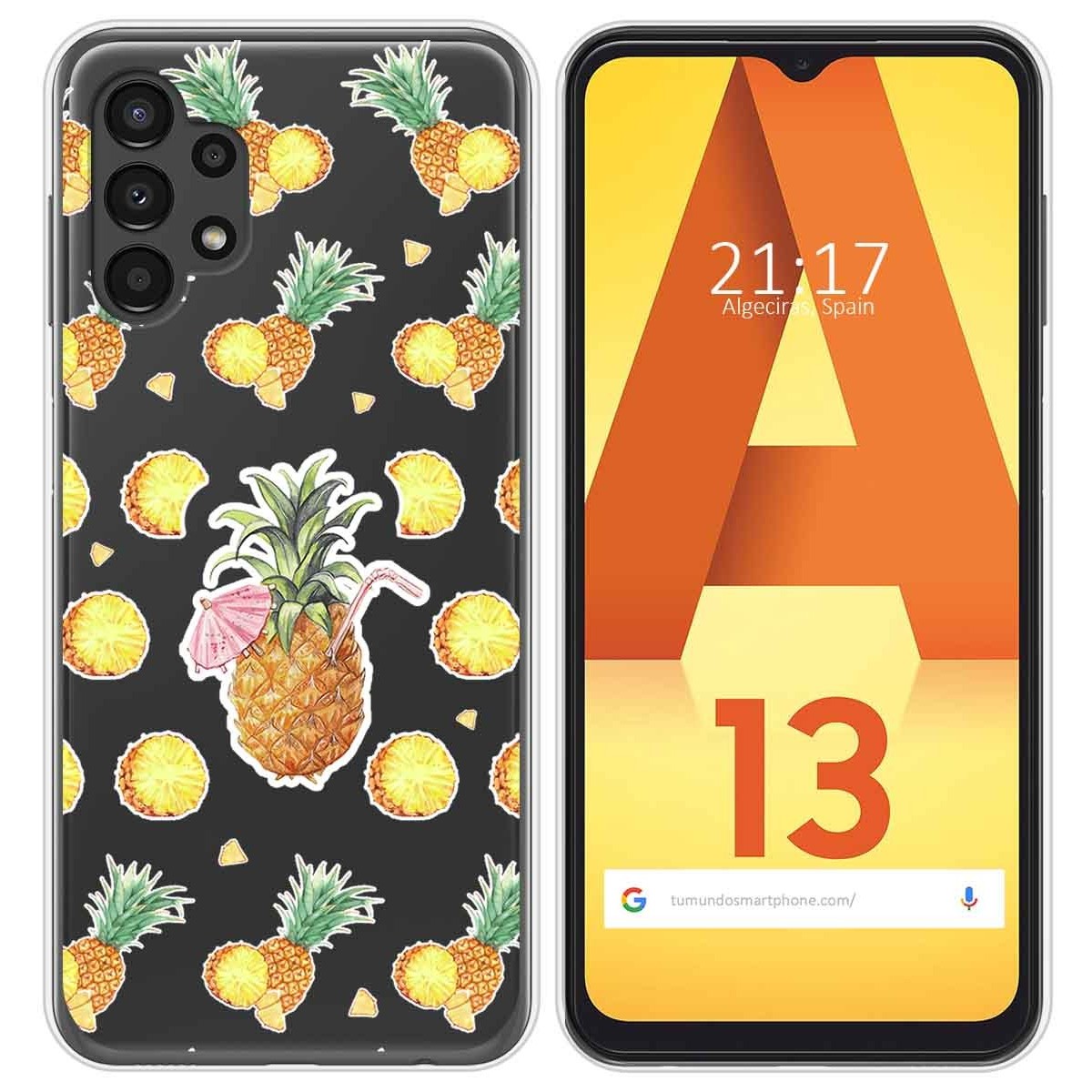 Funda Silicona Transparente para Samsung Galaxy A13 4G diseño Piña Dibujos