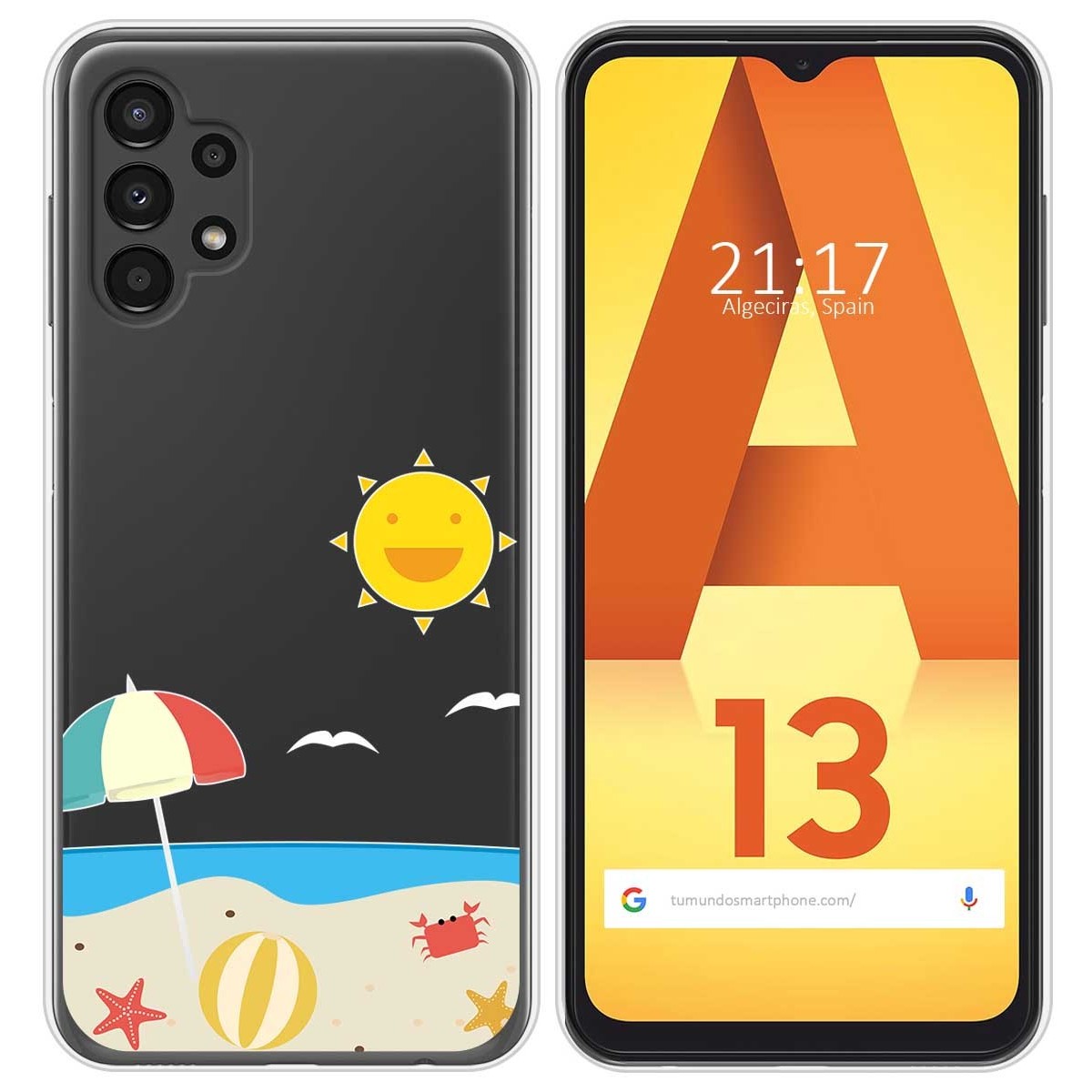 Funda Silicona Transparente para Samsung Galaxy A13 4G diseño Playa Dibujos