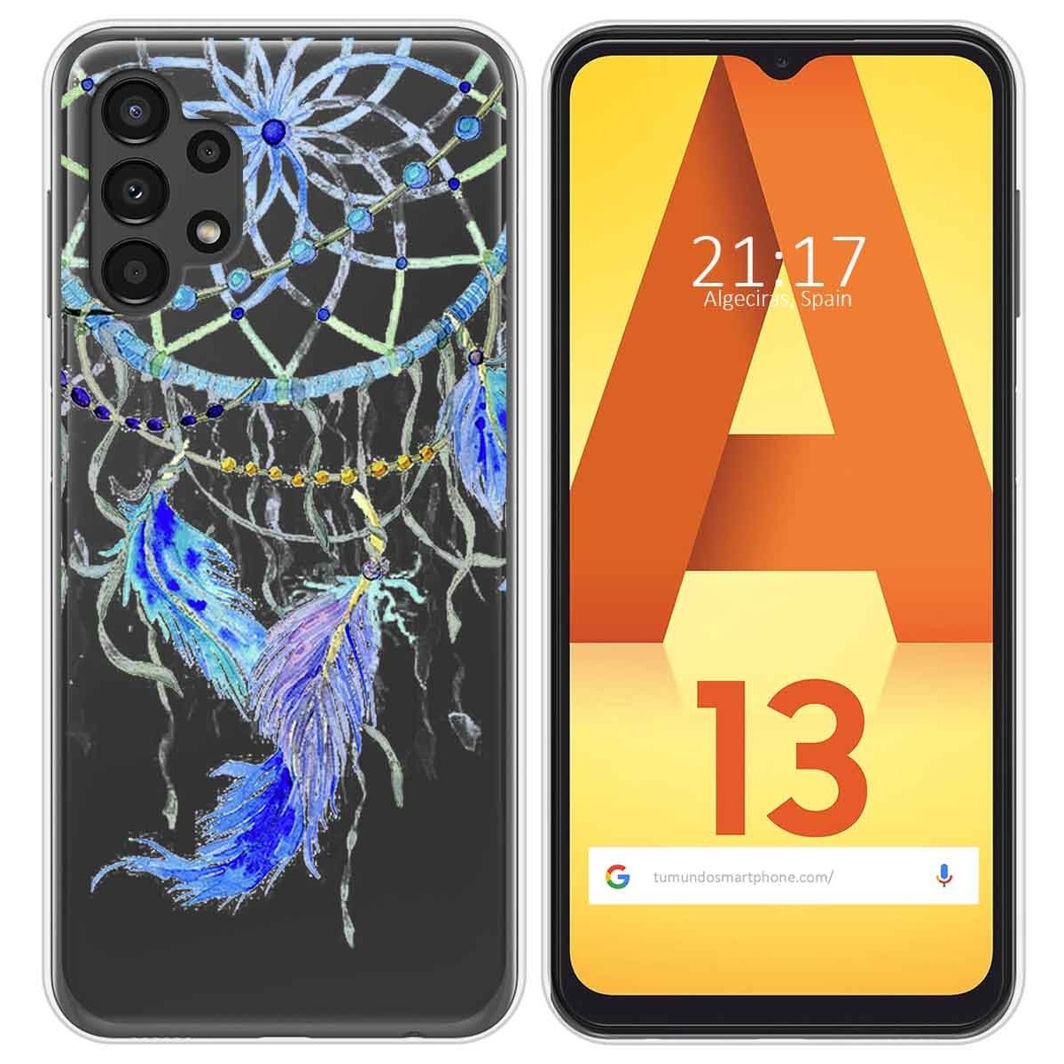 Funda Silicona Transparente para Samsung Galaxy A13 4G diseño Plumas Dibujos