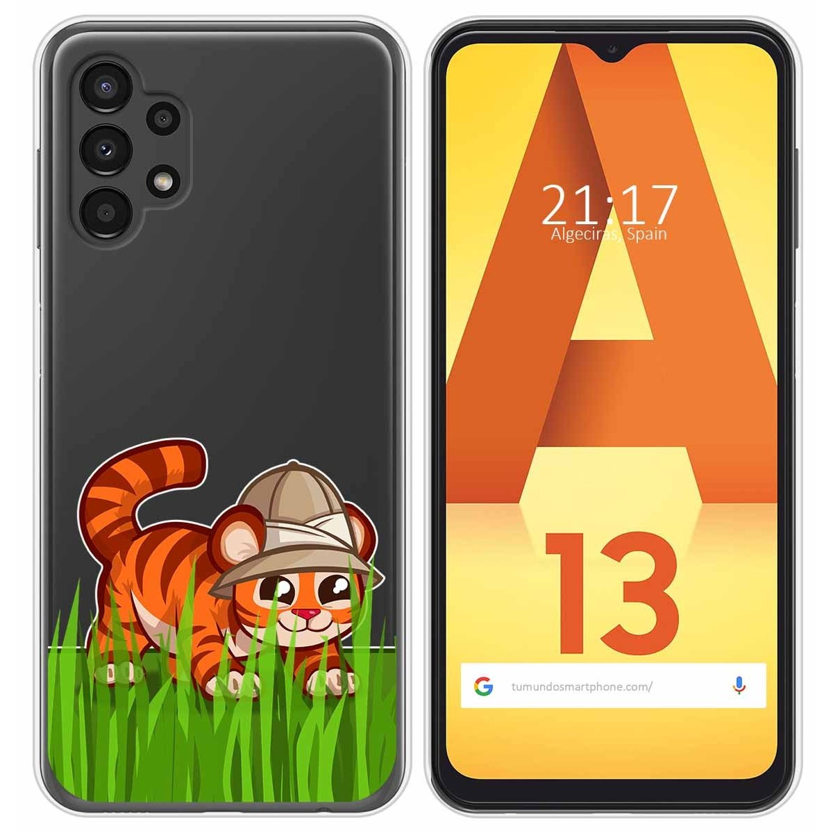 Funda Silicona Transparente para Samsung Galaxy A13 4G diseño Tigre Dibujos