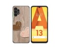 Funda Silicona para Samsung Galaxy A13 4G diseño Corazones Madera Dibujos