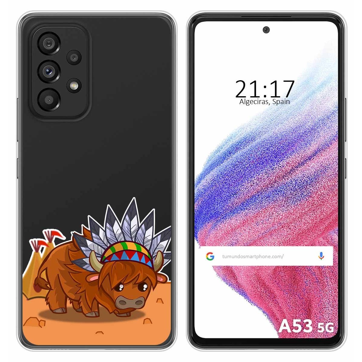 Funda Silicona Transparente para Samsung Galaxy A53 5G diseño Bufalo Dibujos