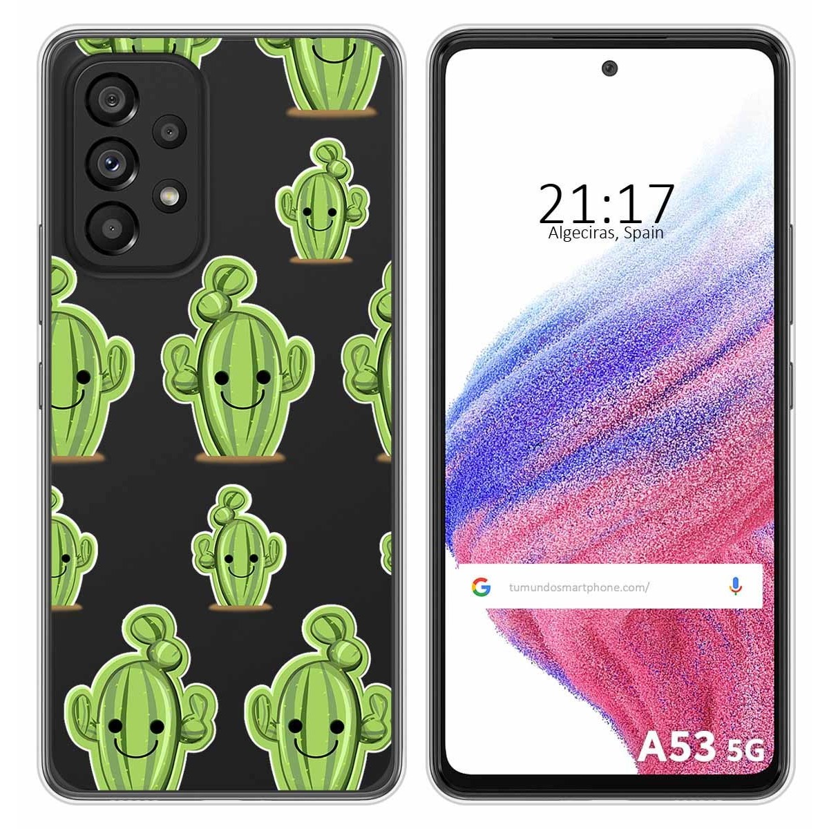 Funda Silicona Transparente para Samsung Galaxy A53 5G diseño Cactus Dibujos
