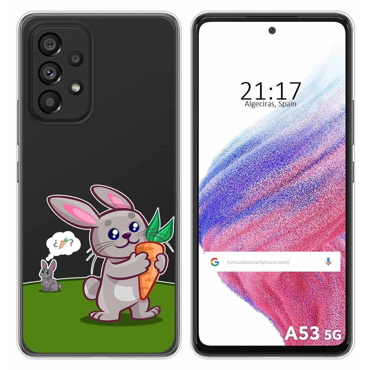 Funda Silicona Transparente para Samsung Galaxy A53 5G diseño Conejo Dibujos
