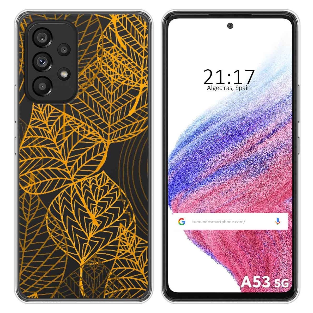 Funda Silicona Transparente para Samsung Galaxy A53 5G diseño Hojas Dibujos