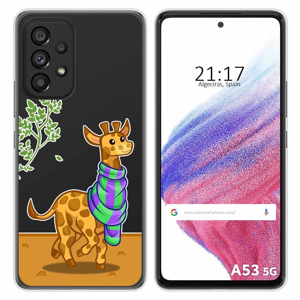 Funda Silicona Transparente para Samsung Galaxy A53 5G diseño Jirafa Dibujos