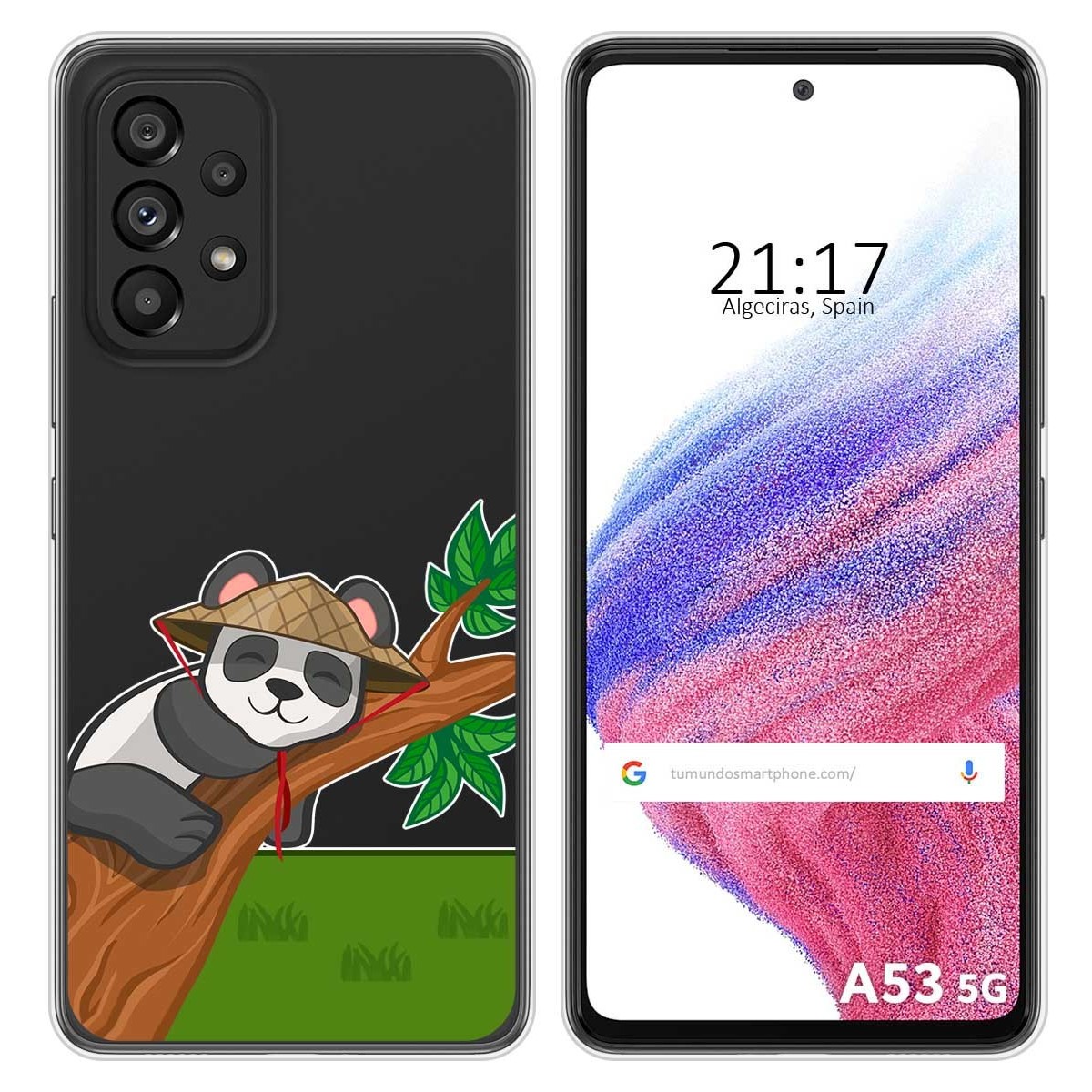 Funda Silicona Transparente para Samsung Galaxy A53 5G diseño Panda Dibujos