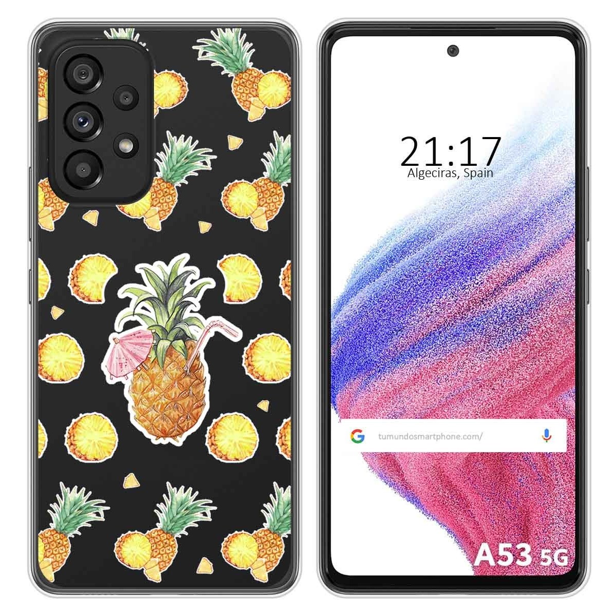 Funda Silicona Transparente para Samsung Galaxy A53 5G diseño Piña Dibujos