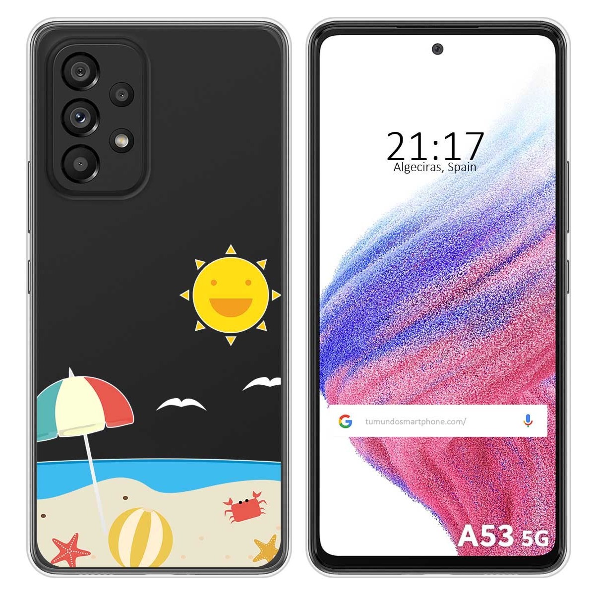 Funda Silicona Transparente para Samsung Galaxy A53 5G diseño Playa Dibujos