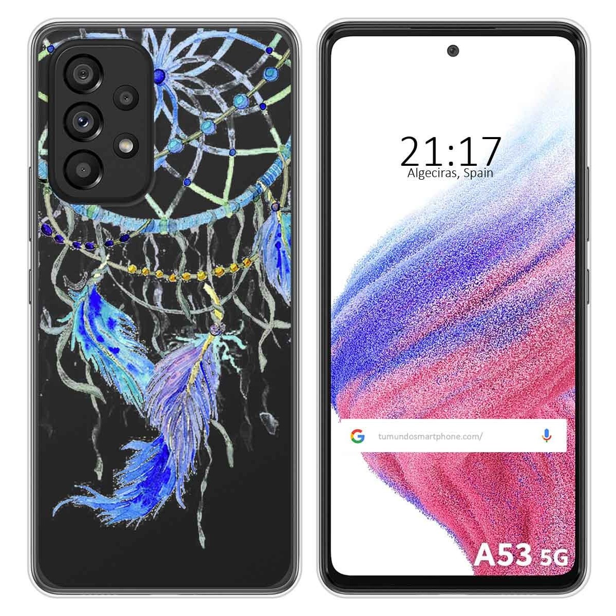 Funda Silicona Transparente para Samsung Galaxy A53 5G diseño Plumas Dibujos