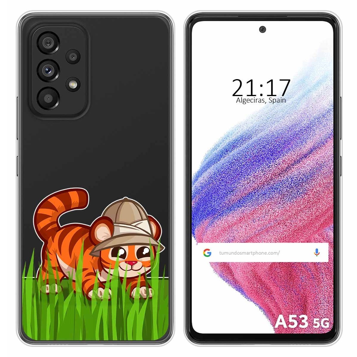 Funda Silicona Transparente para Samsung Galaxy A53 5G diseño Tigre Dibujos