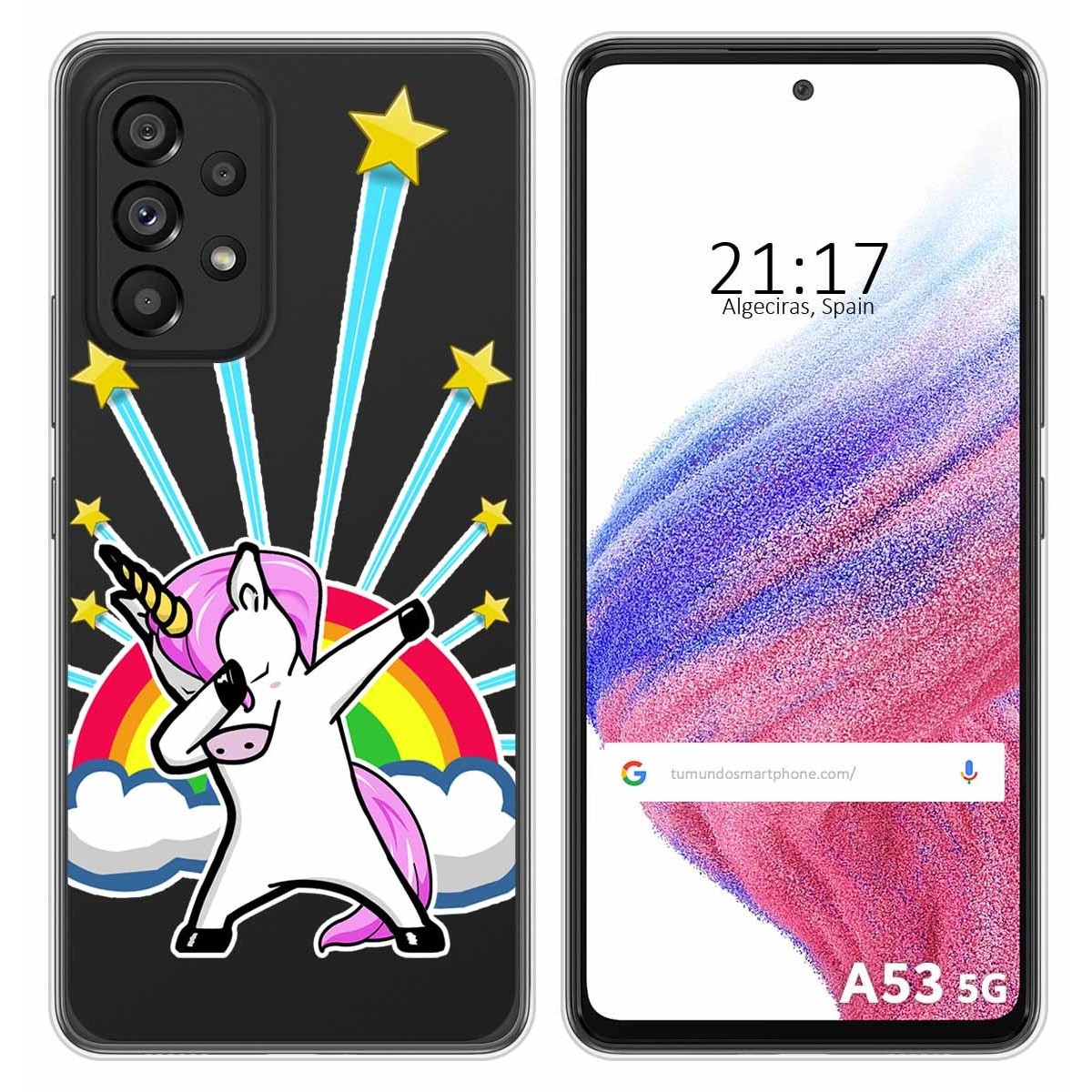 Funda Silicona Transparente para Samsung Galaxy A53 5G diseño Unicornio Dibujos