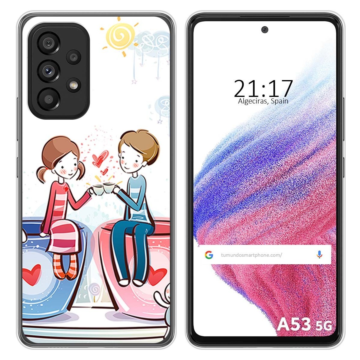 Funda Silicona para Samsung Galaxy A53 5G diseño Café Dibujos