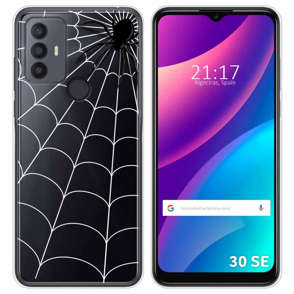 Funda Silicona Transparente para TCL 30 SE / 30E / 306 diseño Araña Dibujos