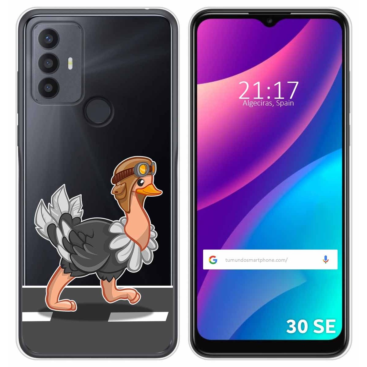 Funda Silicona Transparente para TCL 30 SE / 30E / 306 diseño Avestruz Dibujos