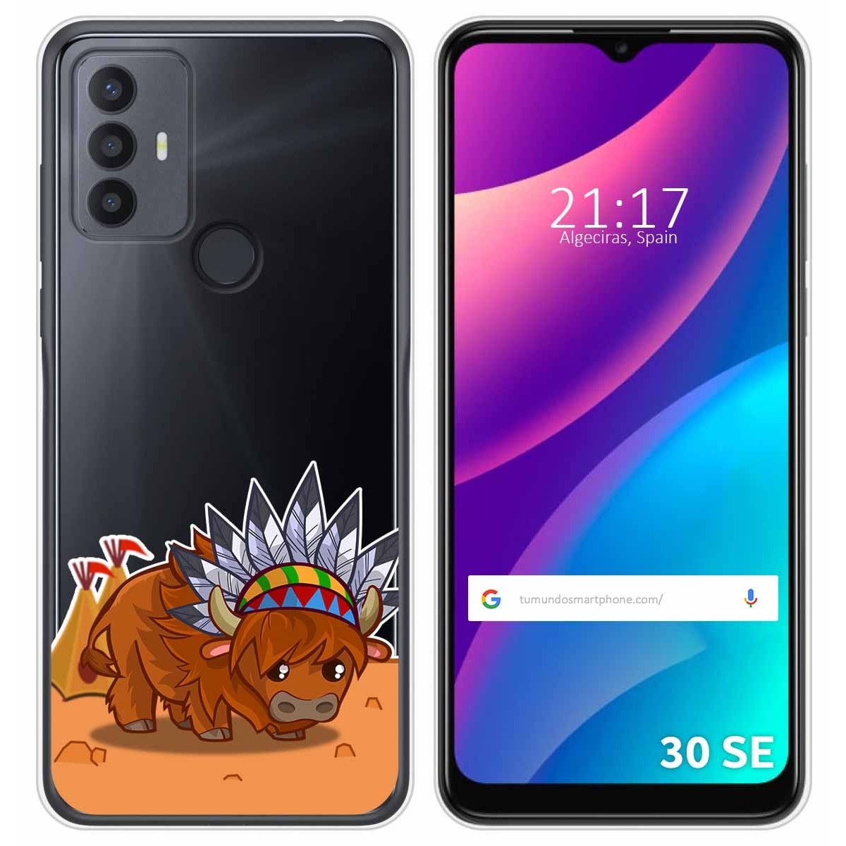 Funda Silicona Transparente para TCL 30 SE / 30E / 306 diseño Bufalo Dibujos