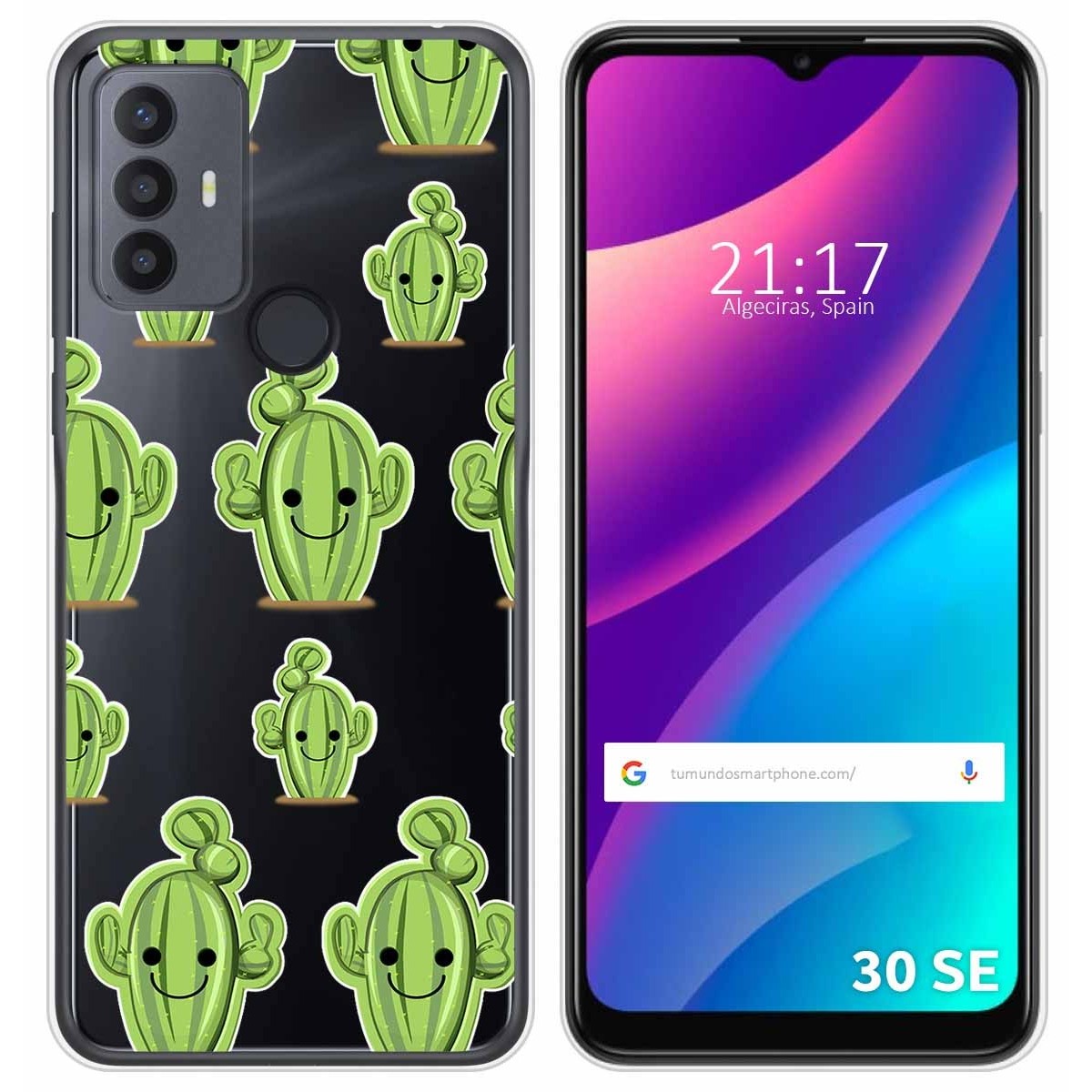 Funda Silicona Transparente para TCL 30 SE / 30E / 306 diseño Cactus Dibujos