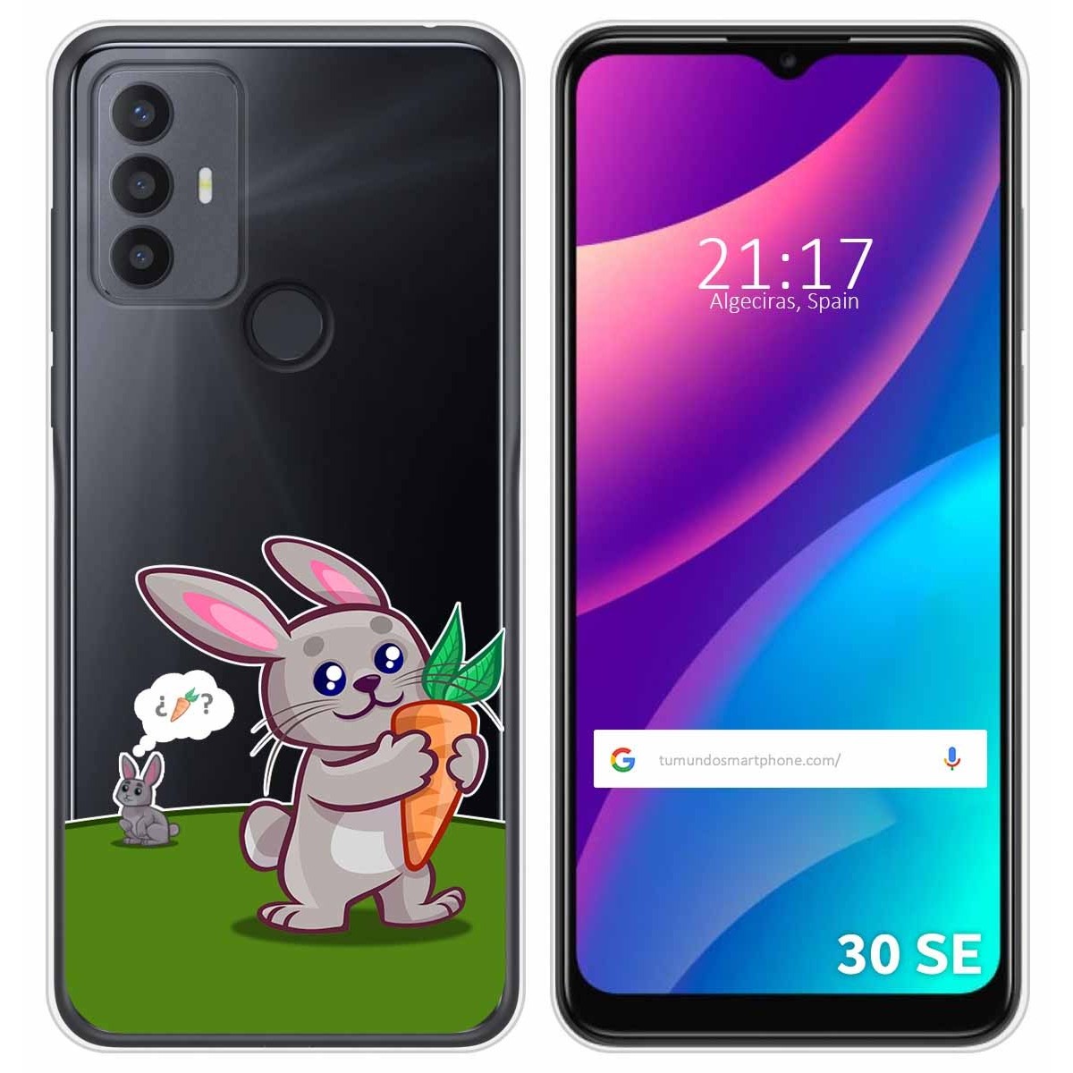 Funda Silicona Transparente para TCL 30 SE / 30E / 306 diseño Conejo Dibujos