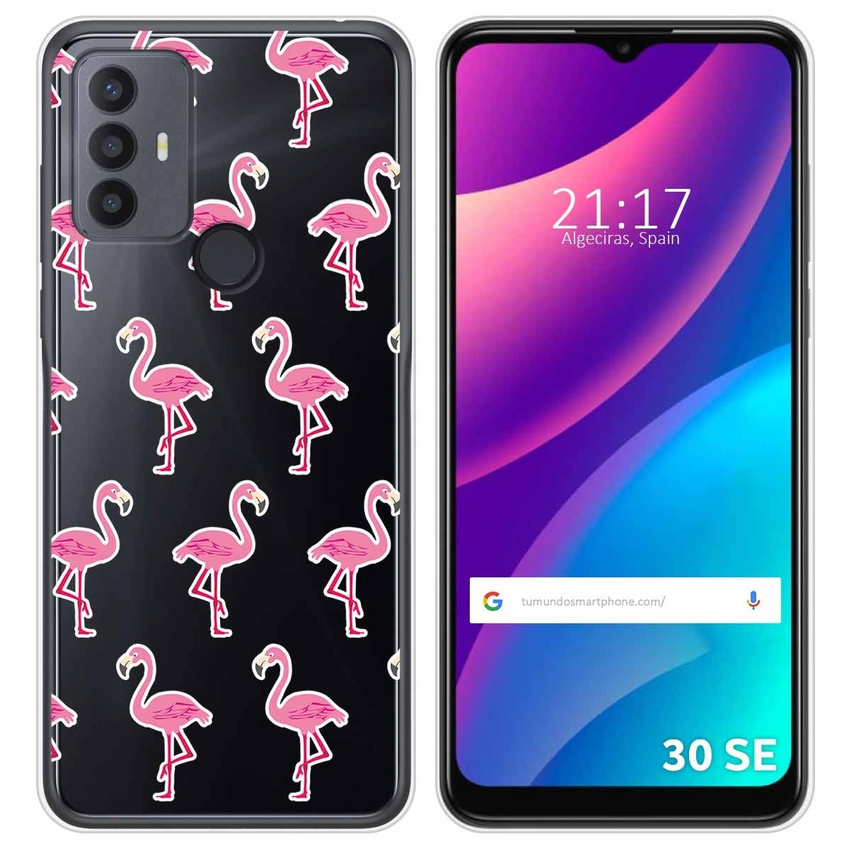Funda Silicona Transparente para TCL 30 SE / 30E / 306 diseño Flamenco Dibujos