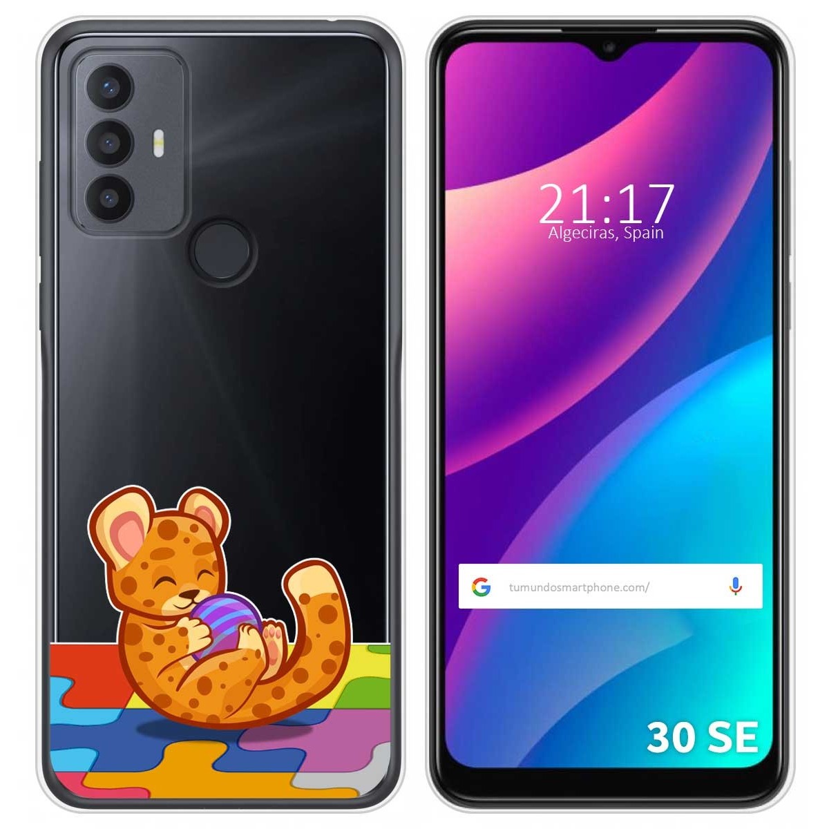 Funda Silicona Transparente para TCL 30 SE / 30E / 306 diseño Leopardo Dibujos