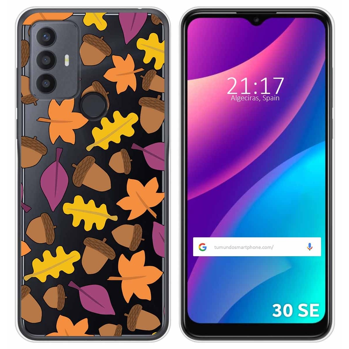 Funda Silicona Transparente para TCL 30 SE / 30E / 306 diseño Otoño Dibujos