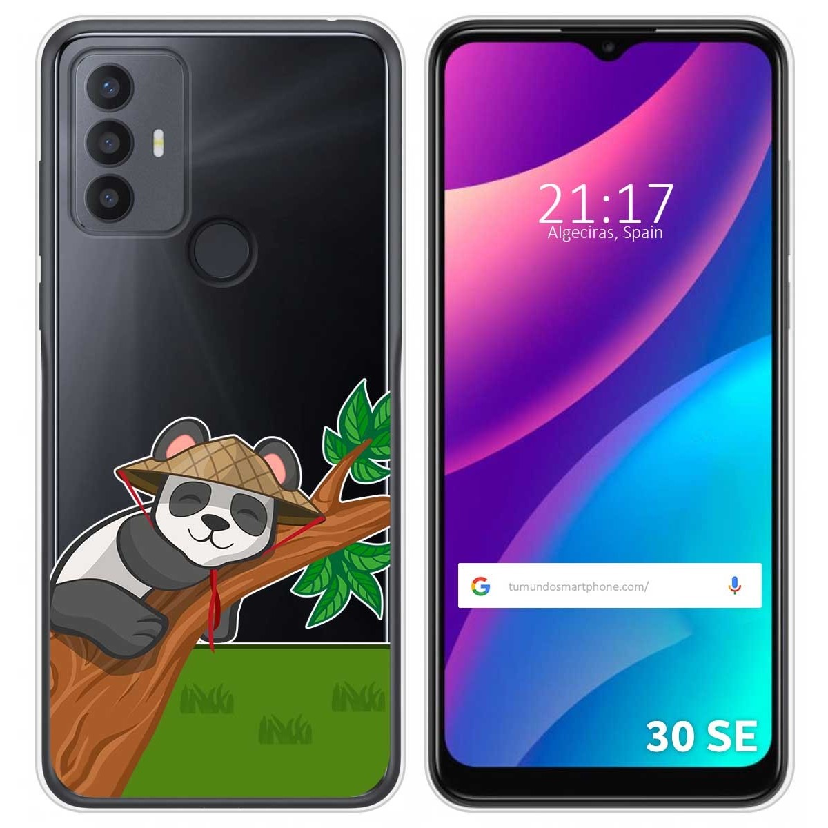 Funda Silicona Transparente para TCL 30 SE / 30E / 306 diseño Panda Dibujos