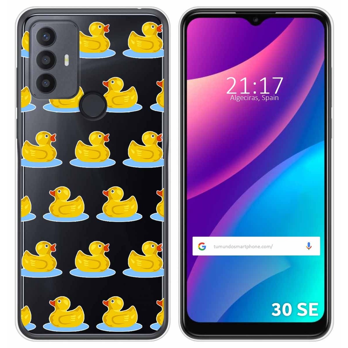 Funda Silicona Transparente para TCL 30 SE / 30E / 306 diseño Pato Dibujos