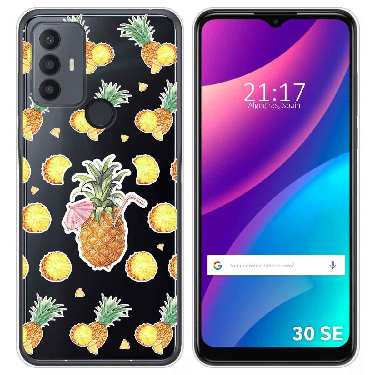 Funda Silicona Transparente para TCL 30 SE / 30E / 306 diseño Piña Dibujos