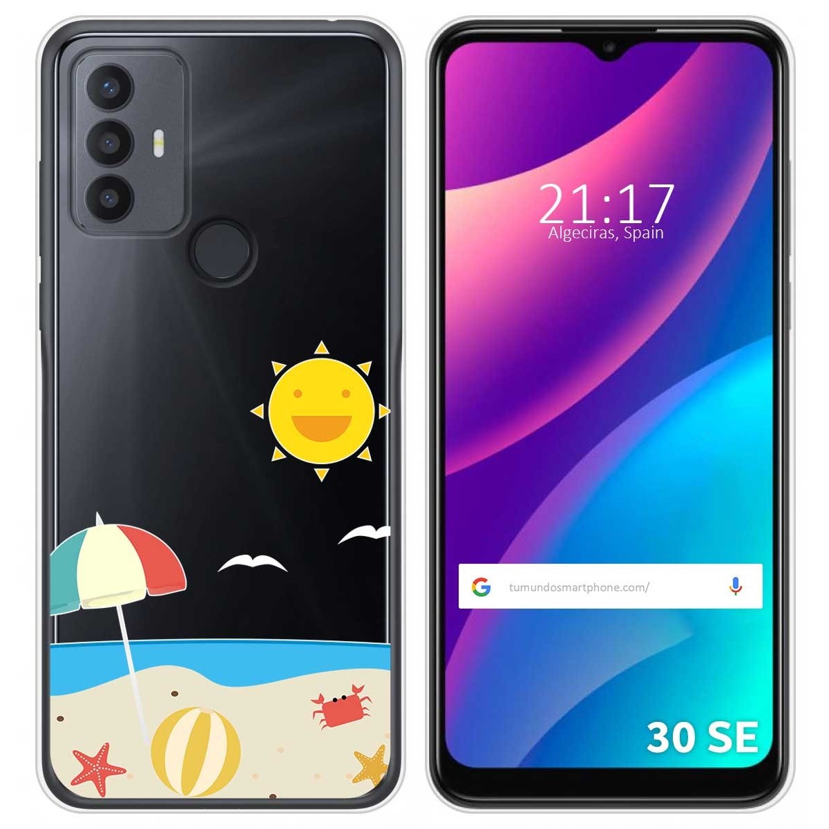 Funda Silicona Transparente para TCL 30 SE / 30E / 306 diseño Playa Dibujos