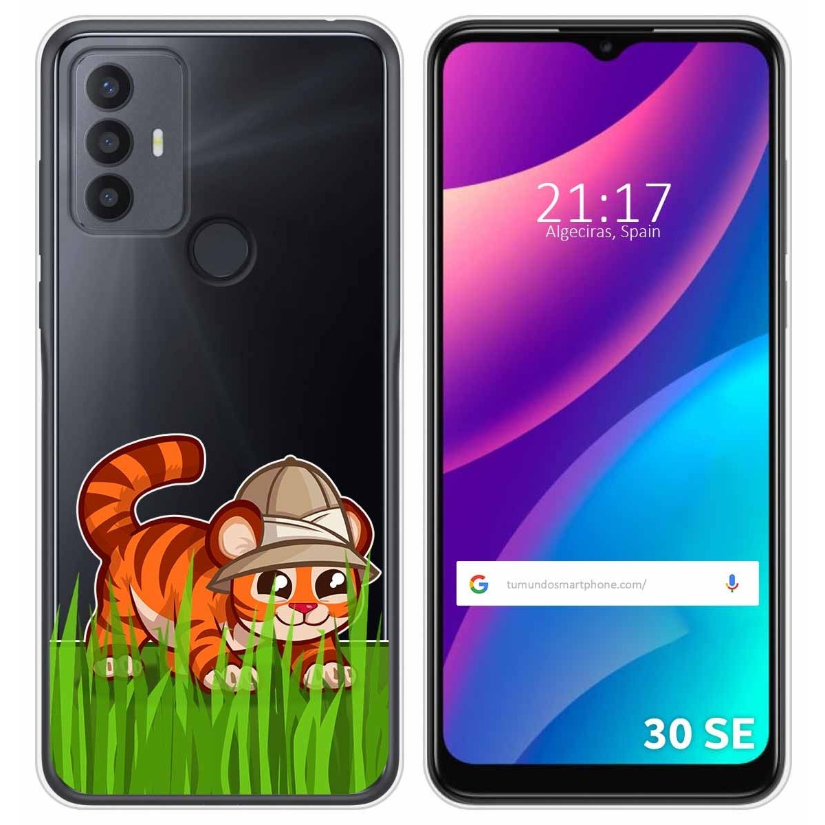 Funda Silicona Transparente para TCL 30 SE / 30E / 306 diseño Tigre Dibujos