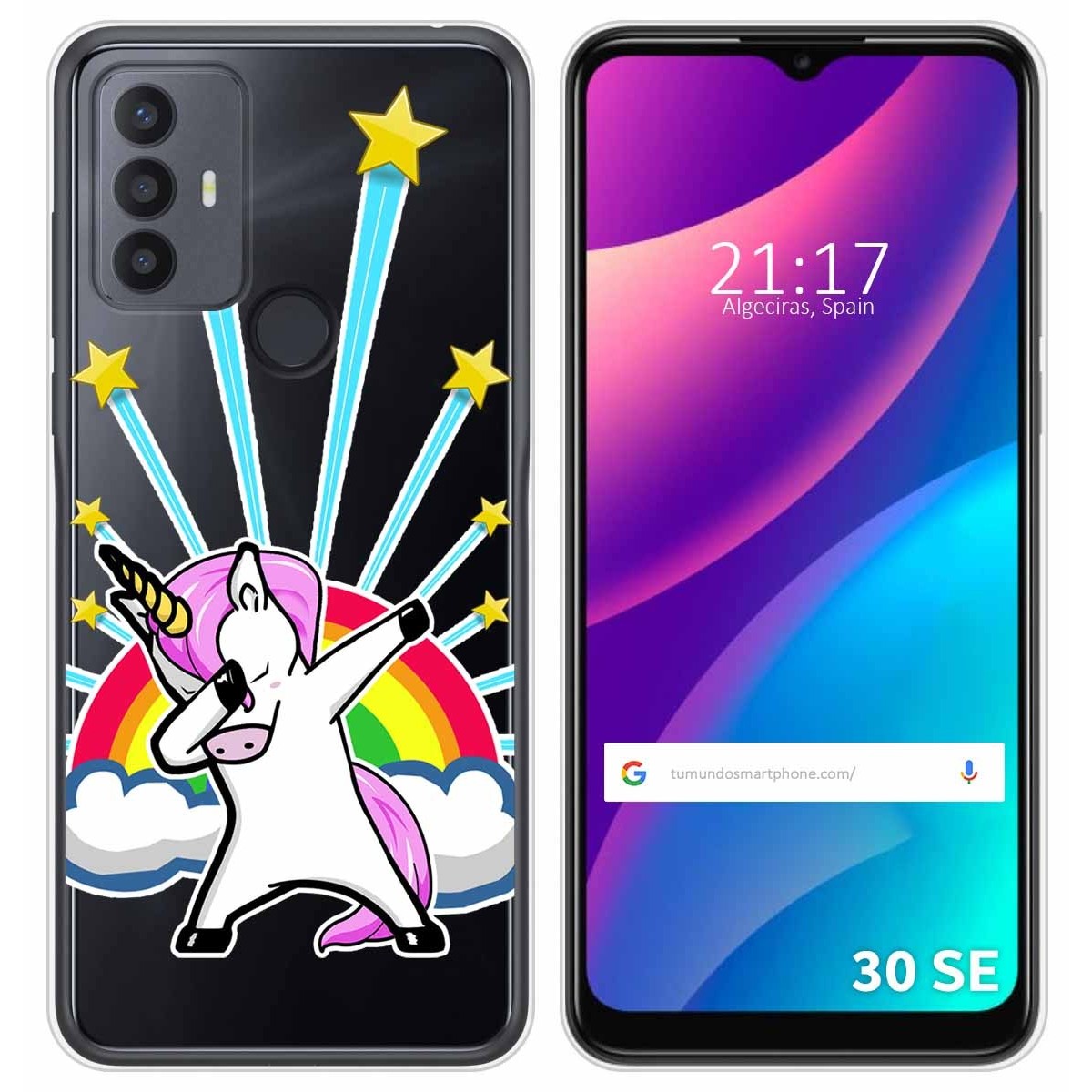 Funda Silicona Transparente para TCL 30 SE / 30E / 306 diseño Unicornio Dibujos
