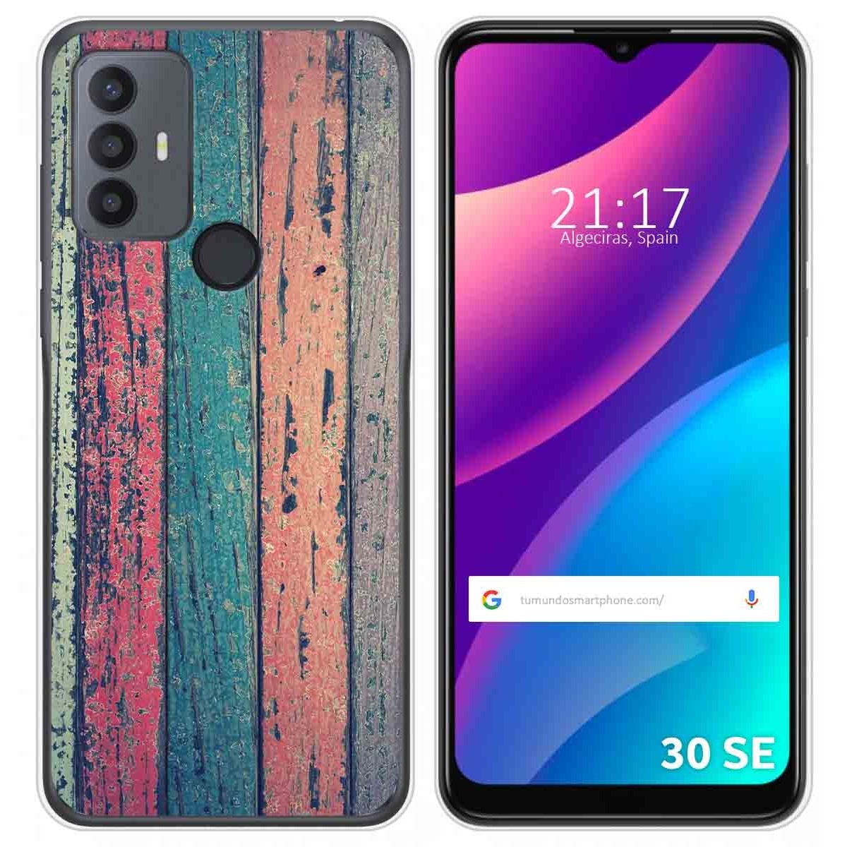 Funda Silicona para TCL 30 SE / 30E / 306 diseño Madera 10 Dibujos