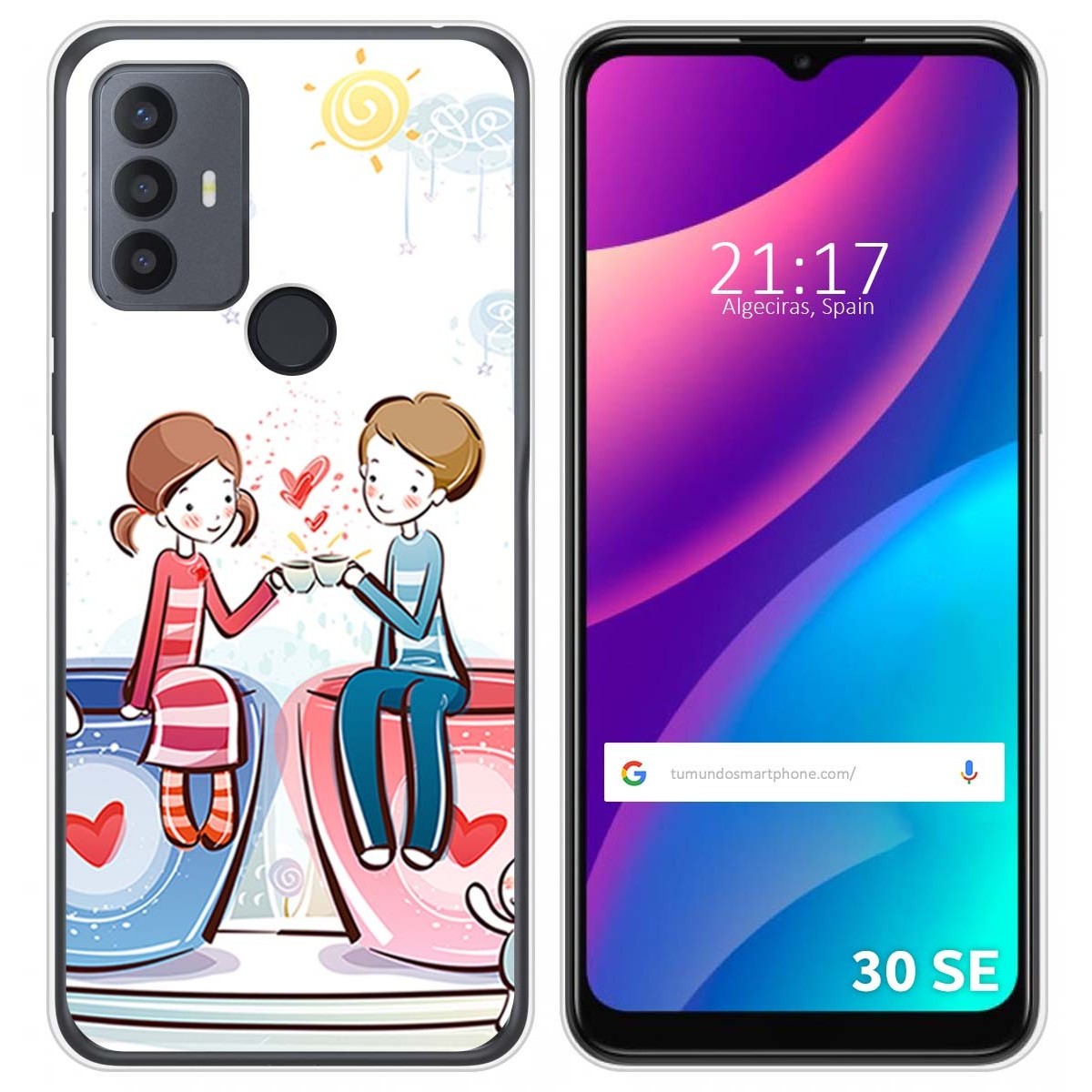 Funda Silicona para TCL 30 SE / 30E / 306 diseño Café Dibujos