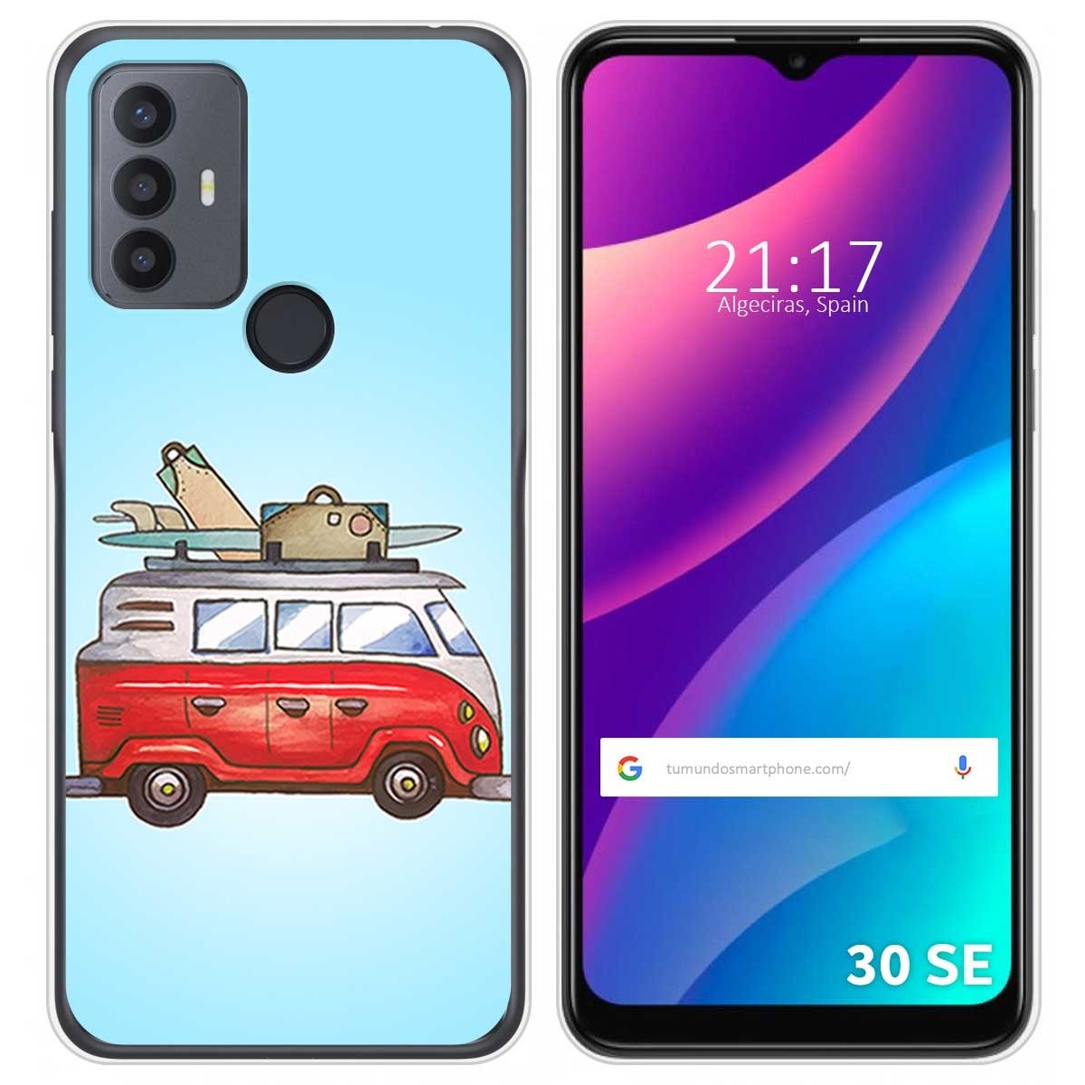 Funda Silicona para TCL 30 SE / 30E / 306 diseño Furgoneta Dibujos