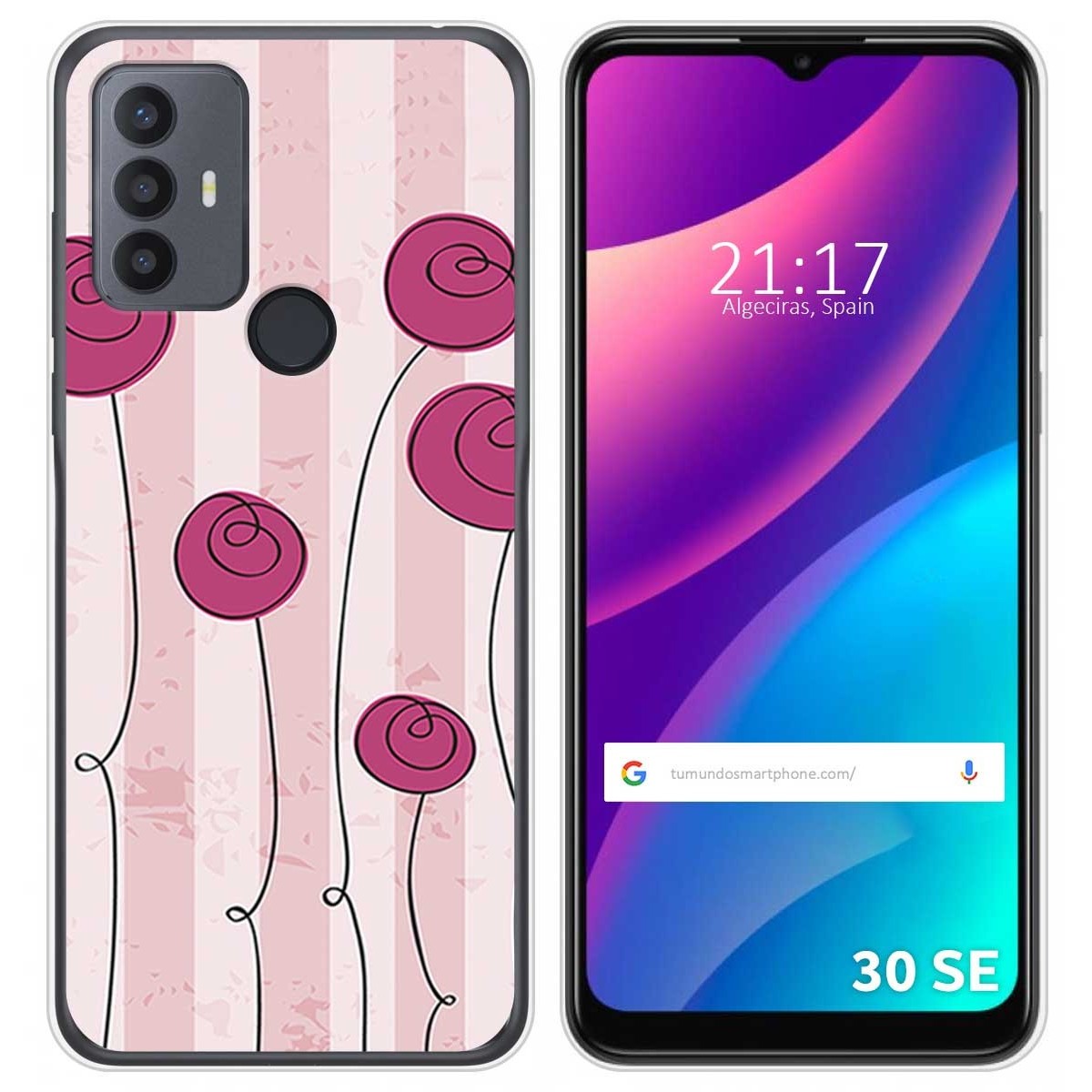 Funda Silicona para TCL 30 SE / 30E / 306 diseño Flores Vintage Dibujos