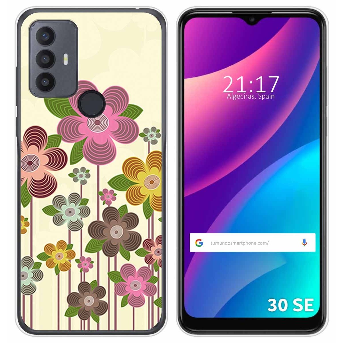Funda Silicona para TCL 30 SE / 30E / 306 diseño Primavera En Flor Dibujos
