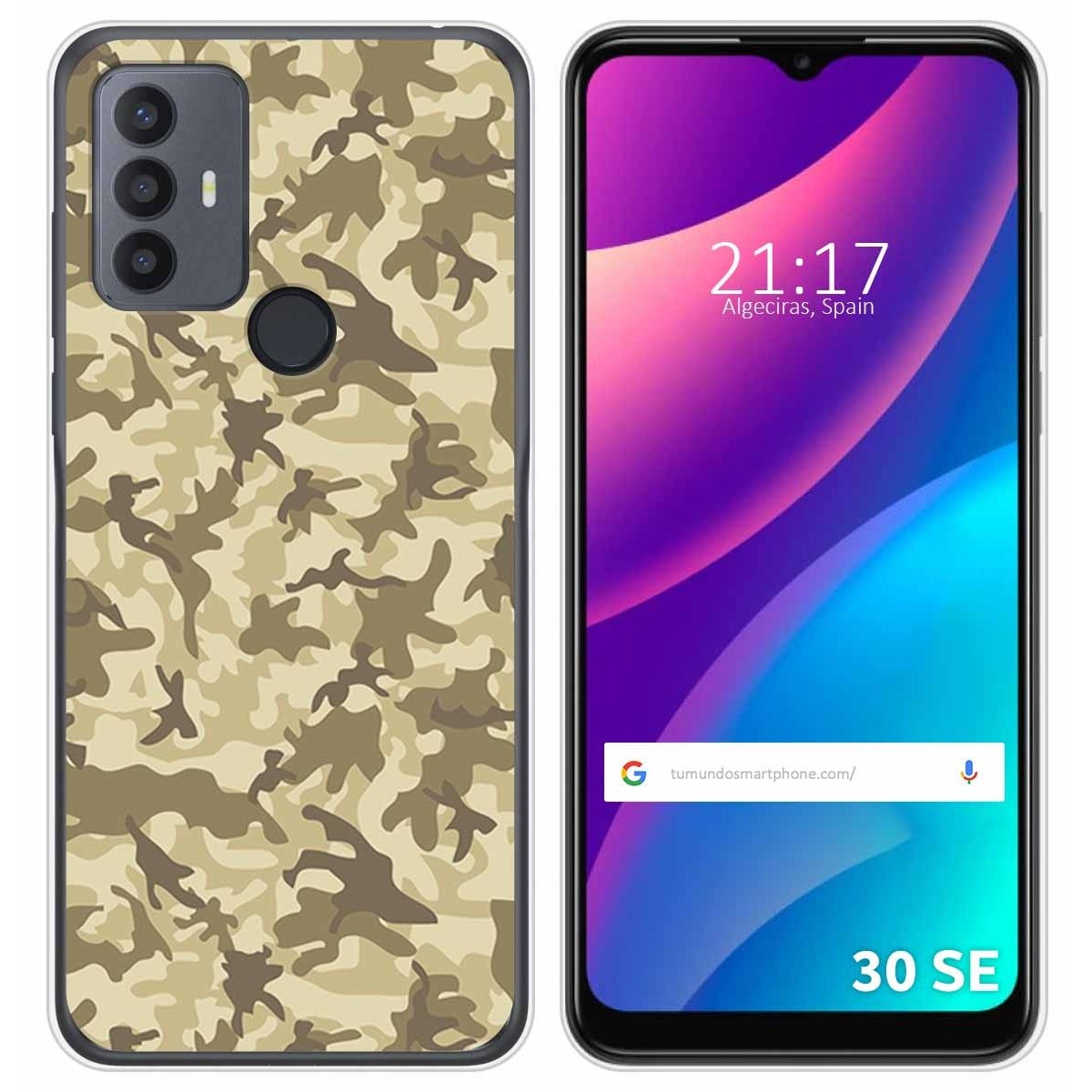 Funda Silicona para TCL 30 SE / 30E / 306 diseño Sand Camuflaje Dibujos