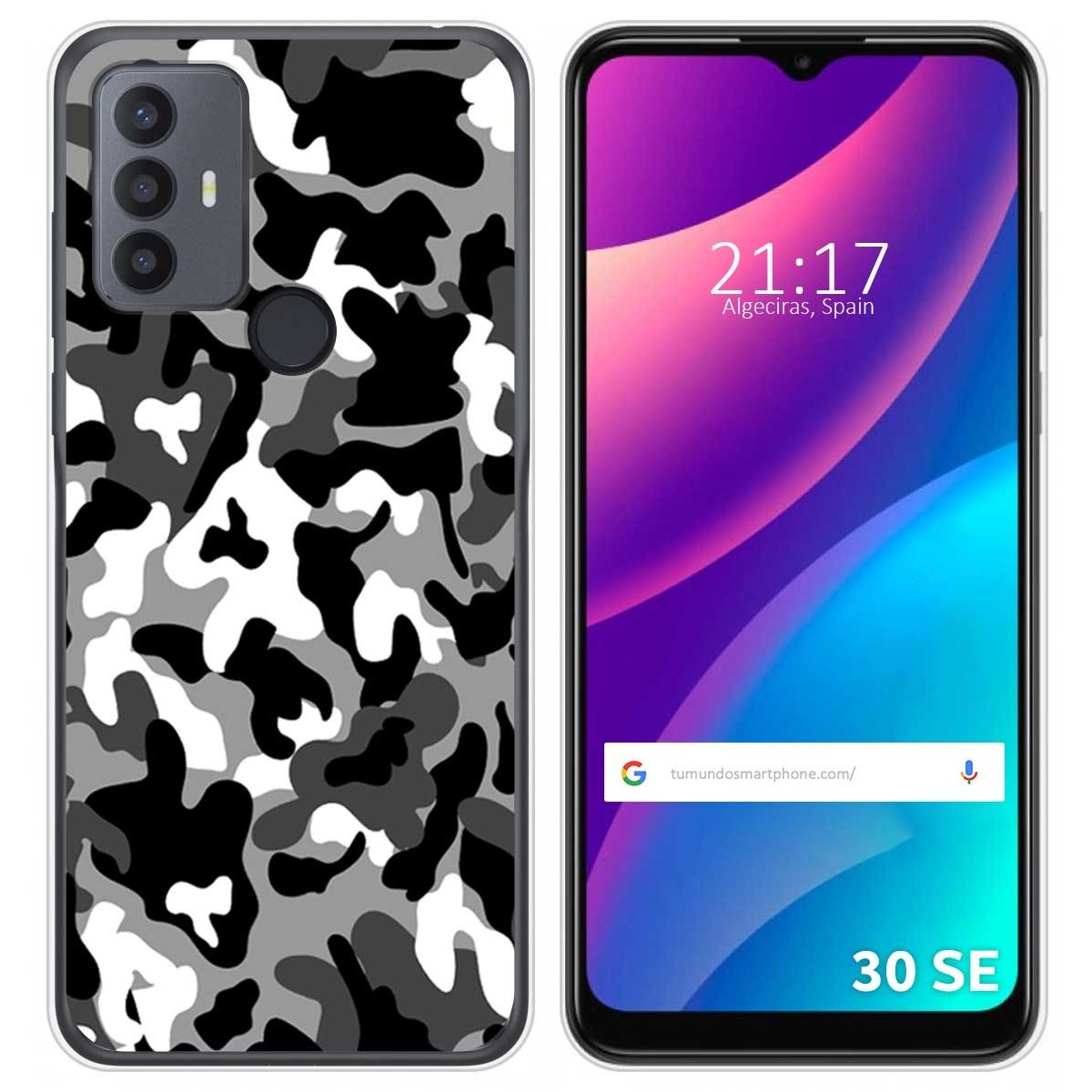 Funda Silicona para TCL 30 SE / 30E / 306 diseño Snow Camuflaje Dibujos