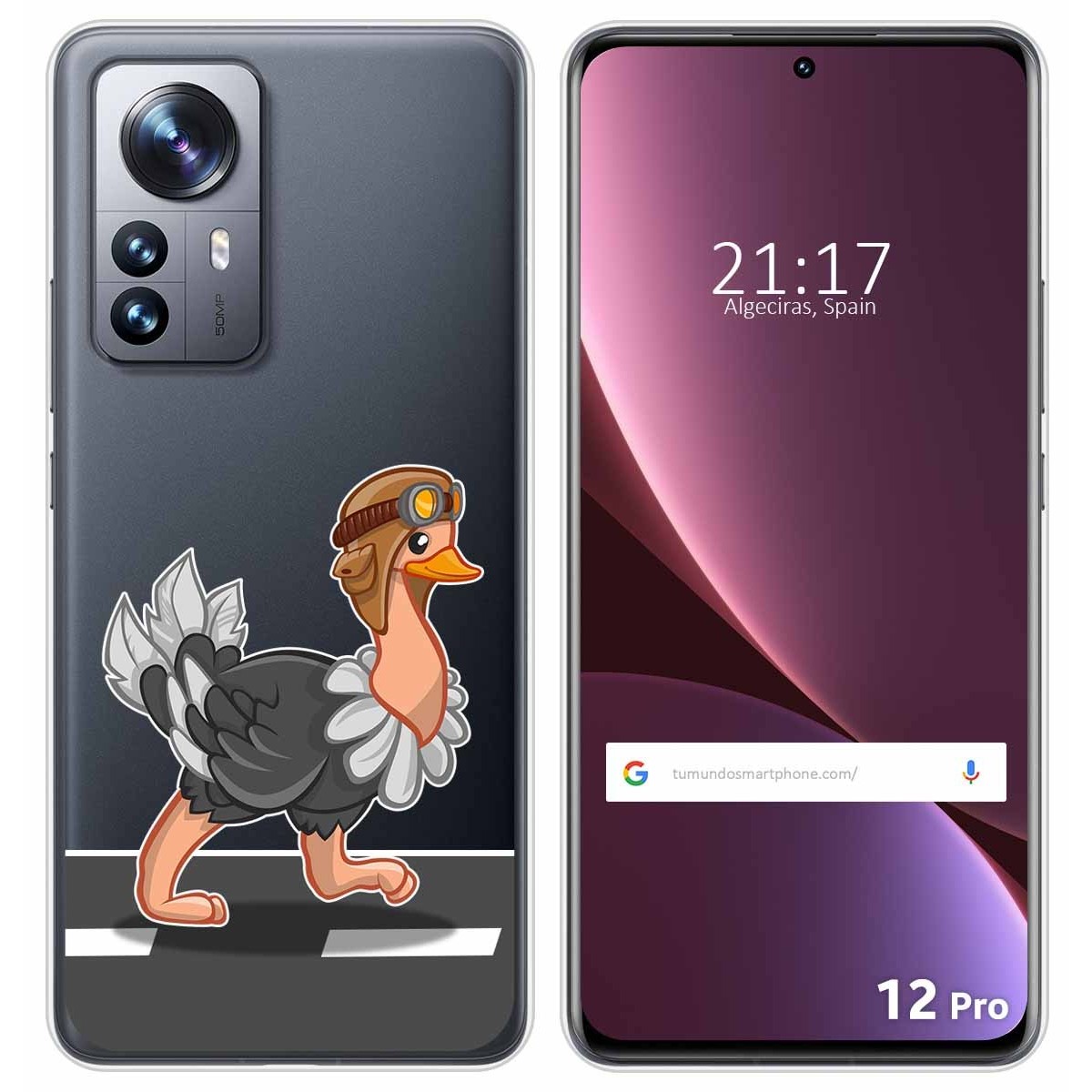Funda Silicona Transparente para Xiaomi 12 Pro 5G diseño Avestruz Dibujos