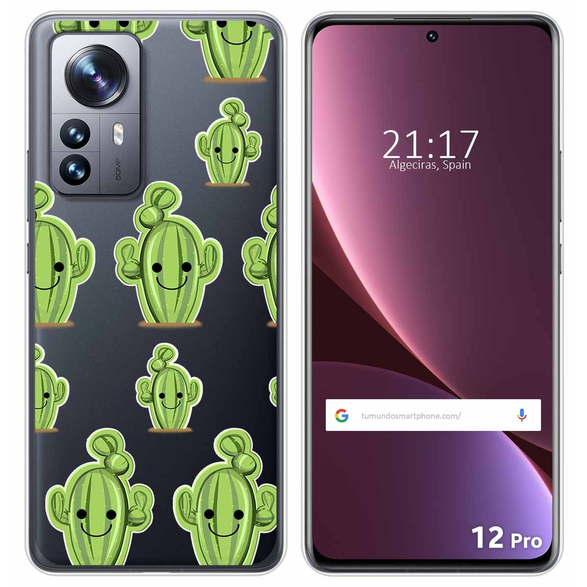 Funda Silicona Transparente para Xiaomi 12 Pro 5G diseño Cactus Dibujos