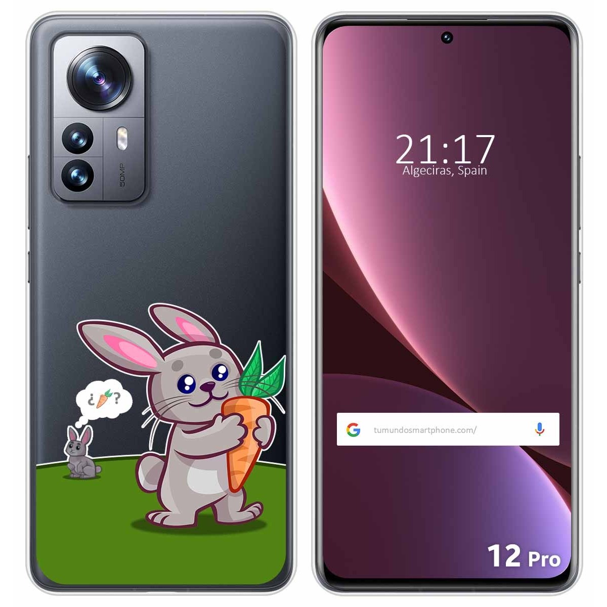 Funda Silicona Transparente para Xiaomi 12 Pro 5G diseño Conejo Dibujos