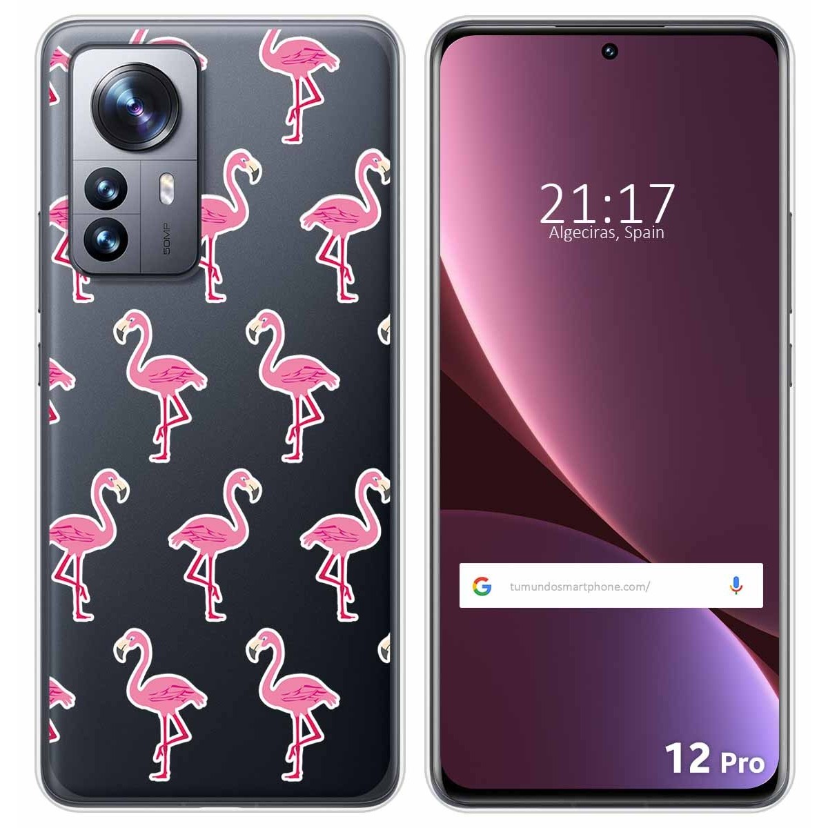 Funda Silicona Transparente para Xiaomi 12 Pro 5G diseño Flamenco Dibujos