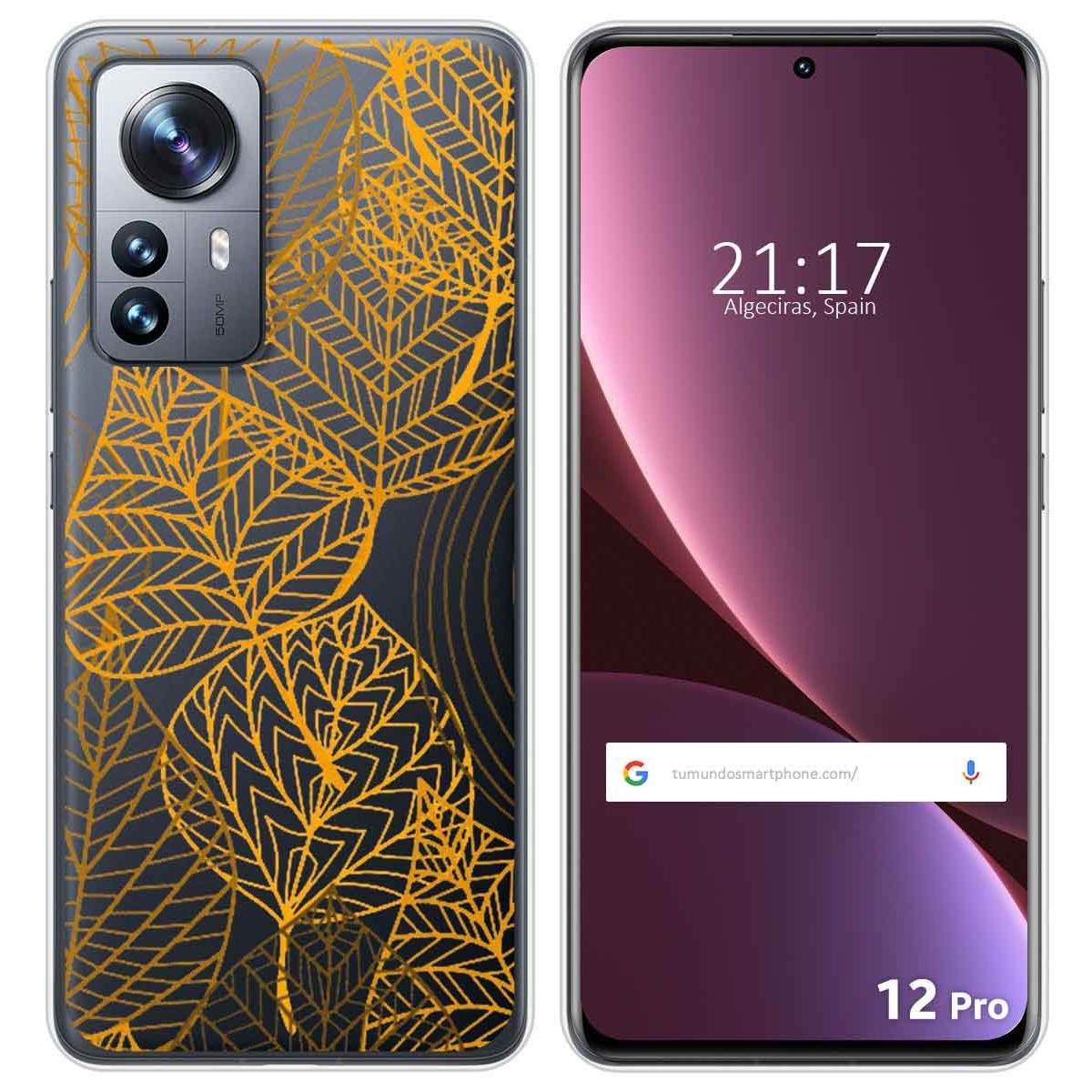 Funda Silicona Transparente para Xiaomi 12 Pro 5G diseño Hojas Dibujos