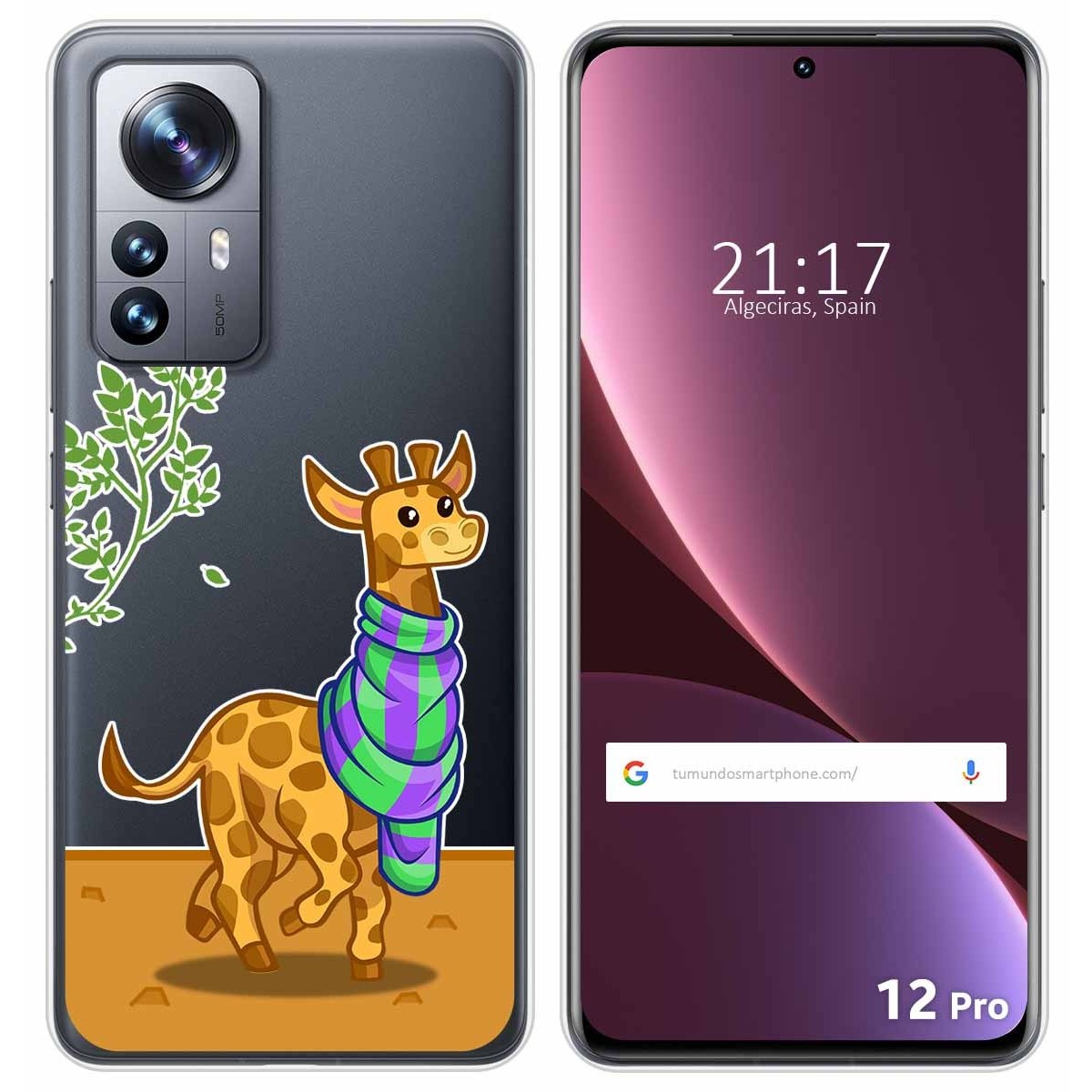 Funda Silicona Transparente para Xiaomi 12 Pro 5G diseño Jirafa Dibujos