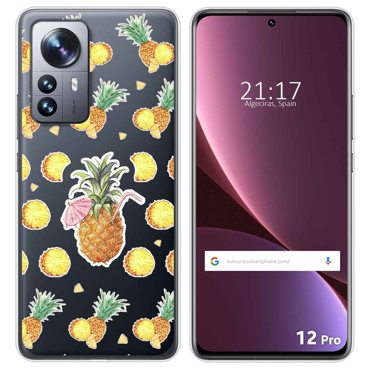 Funda Silicona Transparente para Xiaomi 12 Pro 5G diseño Piña Dibujos