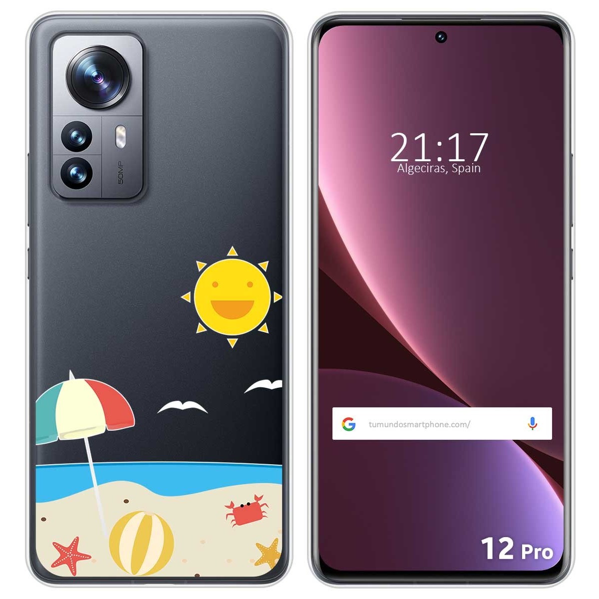 Funda Silicona Transparente para Xiaomi 12 Pro 5G diseño Playa Dibujos