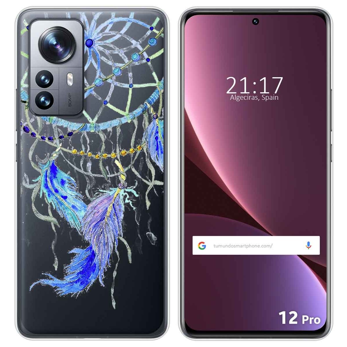 Funda Silicona Transparente para Xiaomi 12 Pro 5G diseño Plumas Dibujos